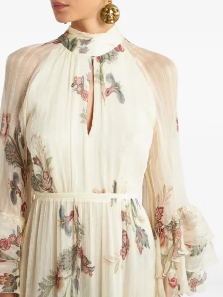 Rochie Etro de mătase cu model floral cu volane