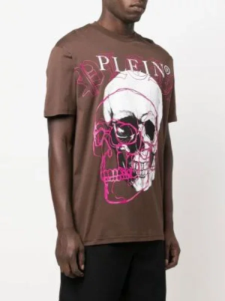 Tričko Philipp Plein s kulatým výstřihem hnědé
