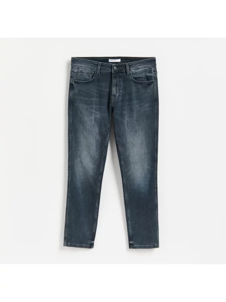 Reserved Slim koptatott hatású farmer indigo jeans