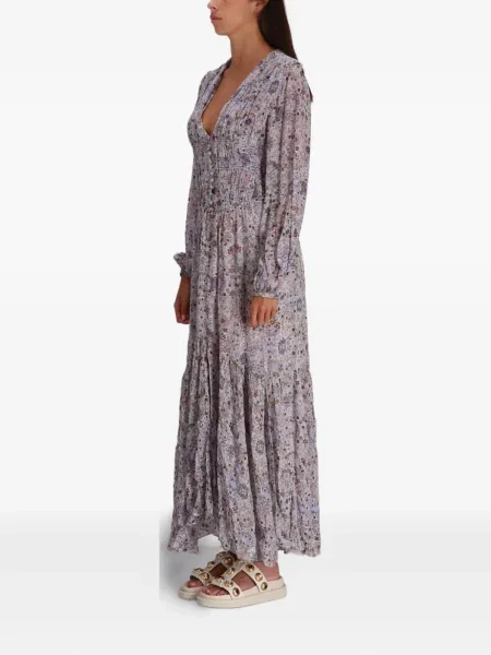 Rochie maxi Isabel Marant cu model floral de costum violet