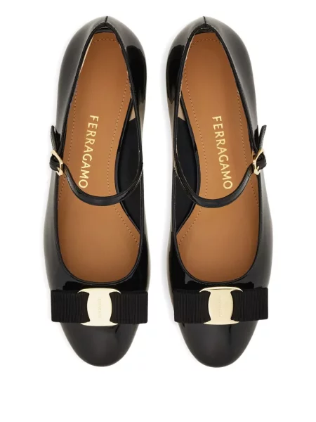 Pantofi cu toc Ferragamo cu funde negru