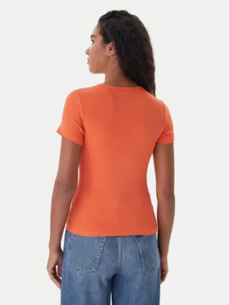 Tommy Jeans kratka majica z elastanom oranžna
