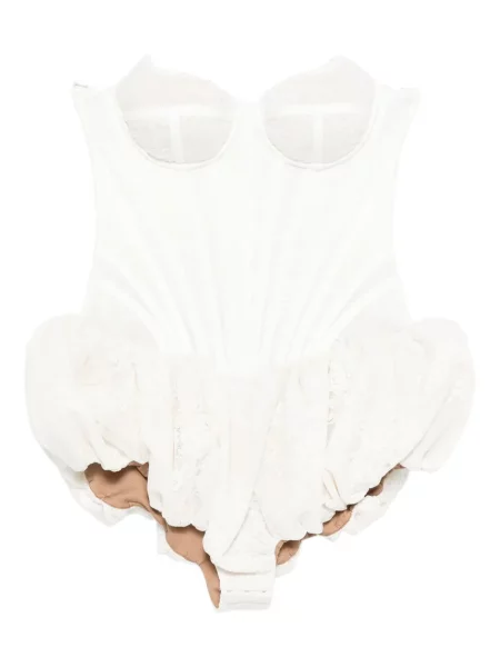 Rochie de dantelă Giuseppe Di Morabito cu volane din dantelă alb