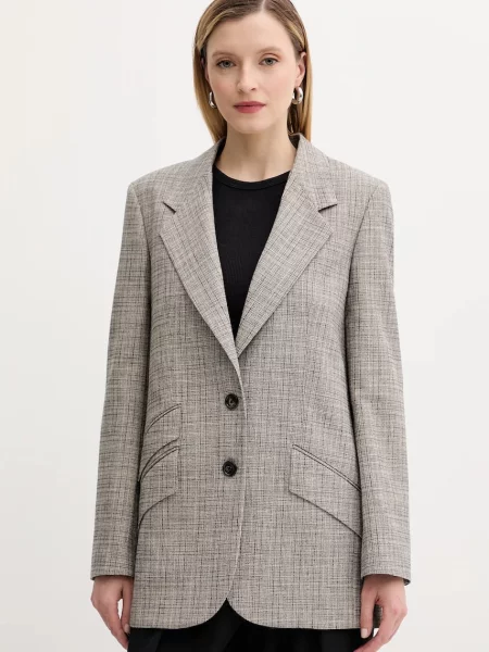 PS Paul Smith sacou din lână un singur rând de cu imprimeu gri