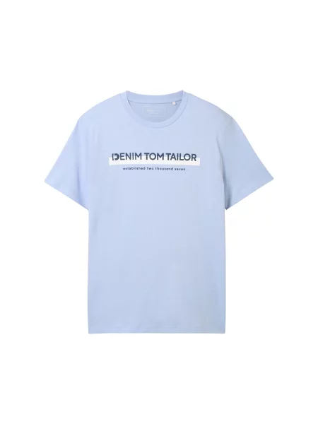 TOM TAILOR DENIM Tricou albastru deschis / albastru închis alb