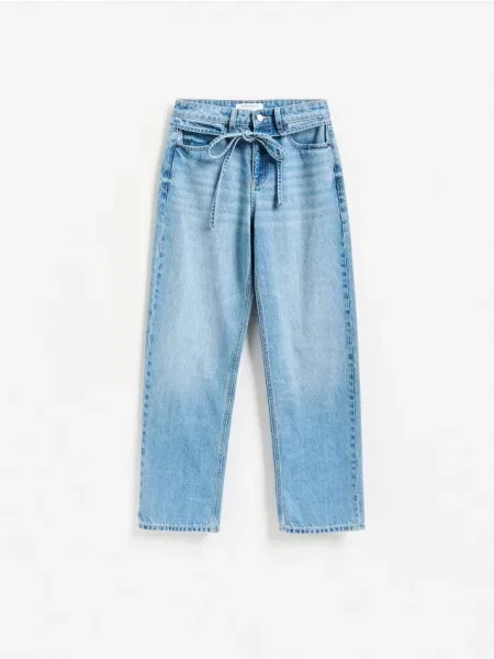 Reserved Blugi straight cu curea albastru