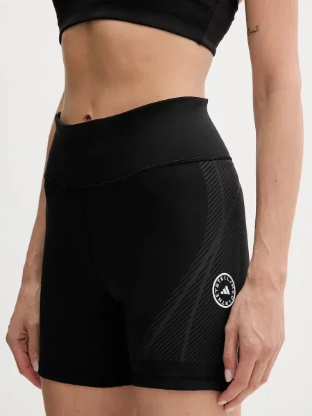 Kratke hlače za trening adidas by Stella McCartney s uzorkom srednje visoki struk crna
