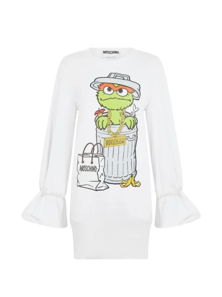 Rochie mini Moschino cu imagine evazată alb