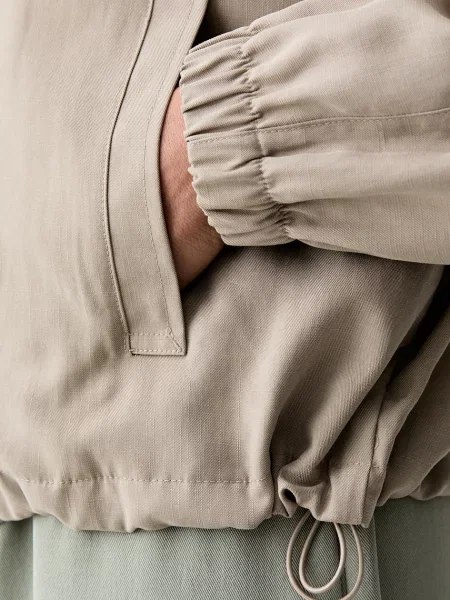 Calvin Klein rövid dzseki női lenvászonnal bézs