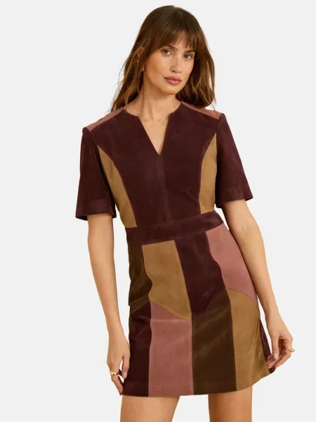 Love & roses Rochie ciocolatiu / kaki / pudră roz