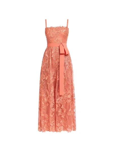 Rochie fără mâneci Elie Saab cu broderie din tul portocaliu