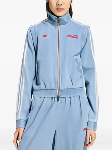 Geacă Adidas alergare cu cordon cu glugă verde