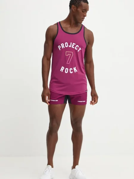 Kratka majica za vadbo Under Armour Project Rock vijolična