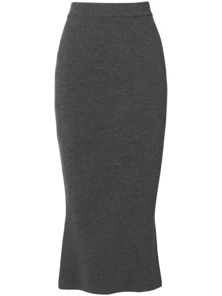 Fustă midi Cashmere In Love din cașmir până la genunchi gri