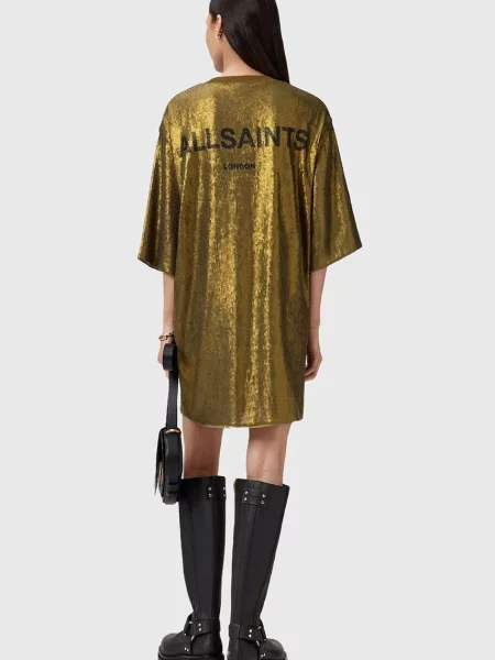 Сукня AllSaints OPAL LOGO DRESS mini oversize срібний