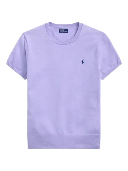 Iš natūralios odos trumpas dryžuotos polo marškinėliai Polo Ralph Lauren pilka