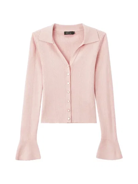 Cardigan Tout A Coup tricotate evazat roz