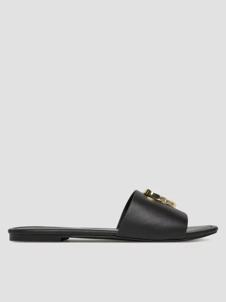 Кожаные шлепанцы Moschino черные