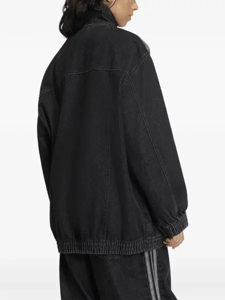 Sznurek ściągający kołnierzykowy podkoszulka Adidas w paski czarna