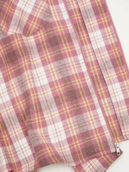 Icecream ing gyapjú keverékből Hooded Flannel Zip Through barna