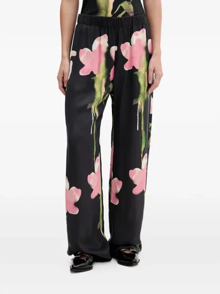 Pantaloni Stine Goya cu model floral cu imagine negru