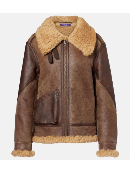 Geanta de piele Ralph Lauren Collection maro