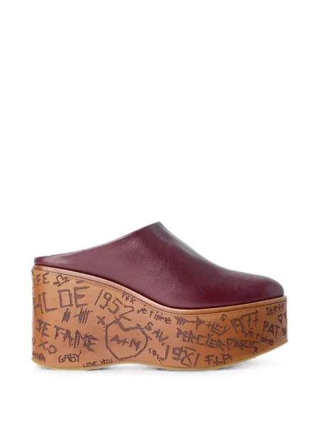 Papuci tip mules Chloé cu pană roșu