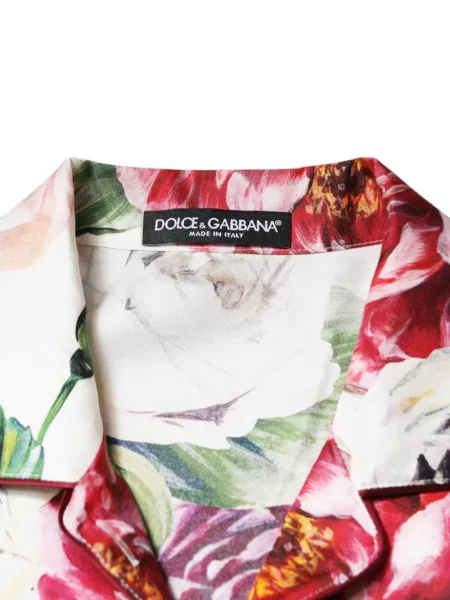 Šilkinė gėlėta raštuota marškiniai Dolce & Gabbana balta