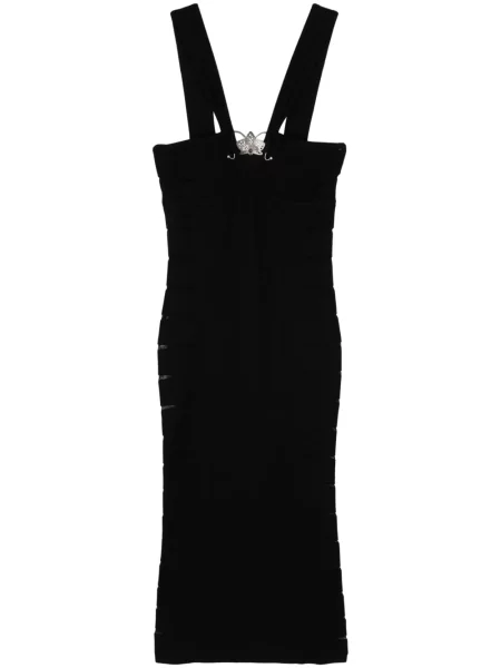 Rochie midi Genny tricotate transparente până la genunchi negru