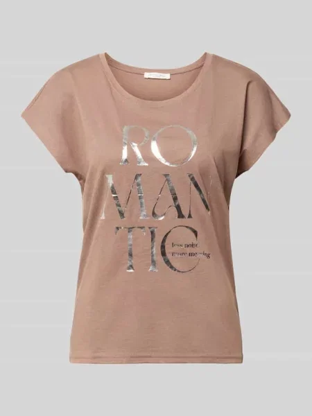 T-shirt z mieszanki z nadrukiem statement w kroju regular fit Christian Berg Woman