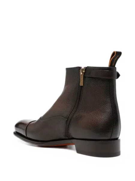 Botine Santoni din piele cu cataramă maro