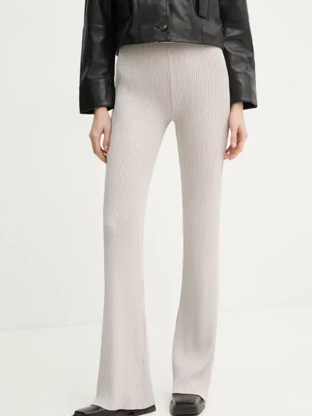 Remain pantaloni femei evazati high waist gri