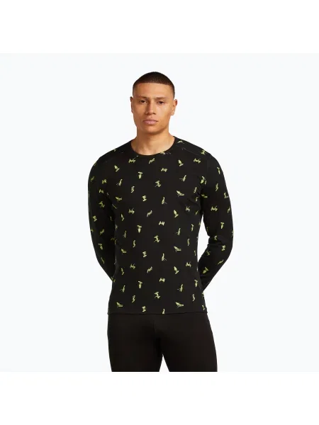 Термоактивна кофта icebreaker Merino Oasis Crewe Snow Day black/peridot/aop чорний