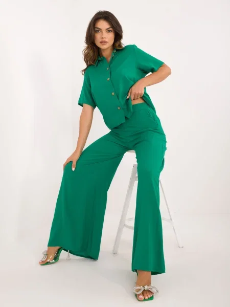 Hlače Fashionhunters zelena