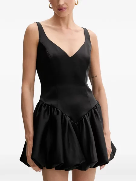 Rochie mini Bardot cu decolteu în V de costum negru