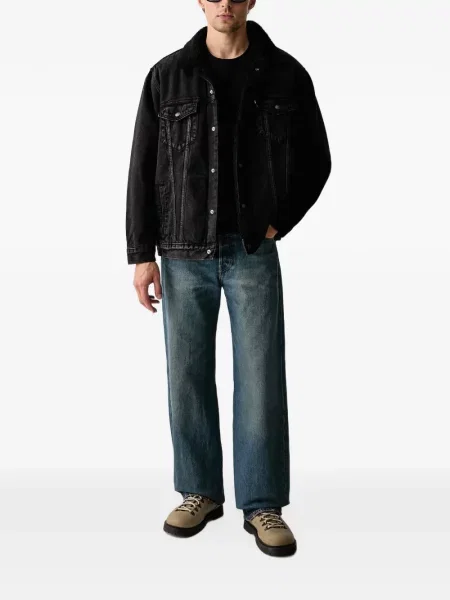 S ovratnikom traperice Levi's® visoki struk od flisa crna