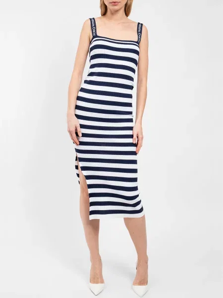 Just Before Сукня міді Білий/синій Віскоза/нейлон біла