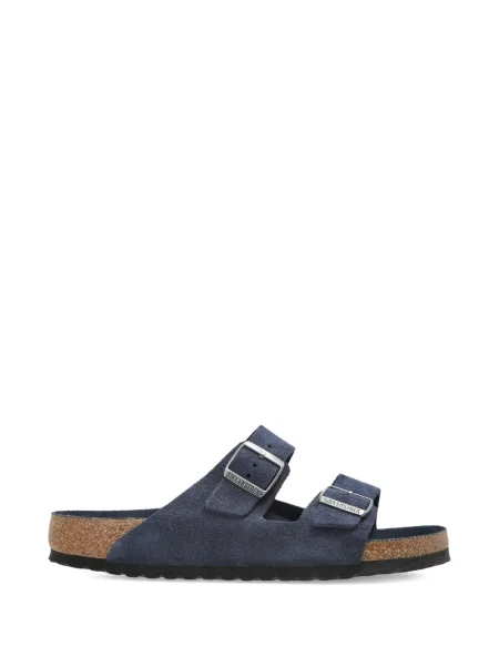 Sandale Birkenstock din piele de căprioară cu cataramă albastru