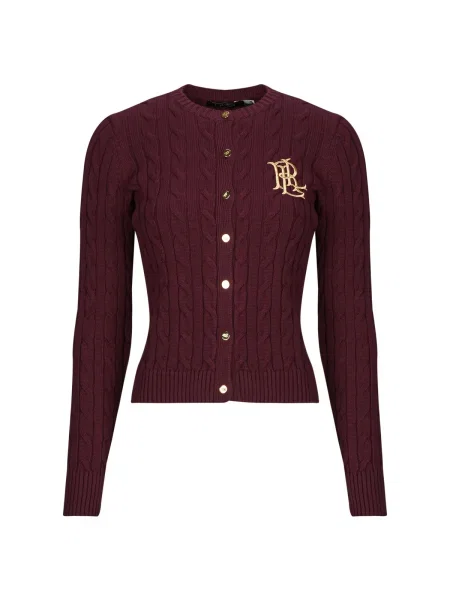 Cardigan Lauren Ralph Lauren cu mâneci lungi lung bordo