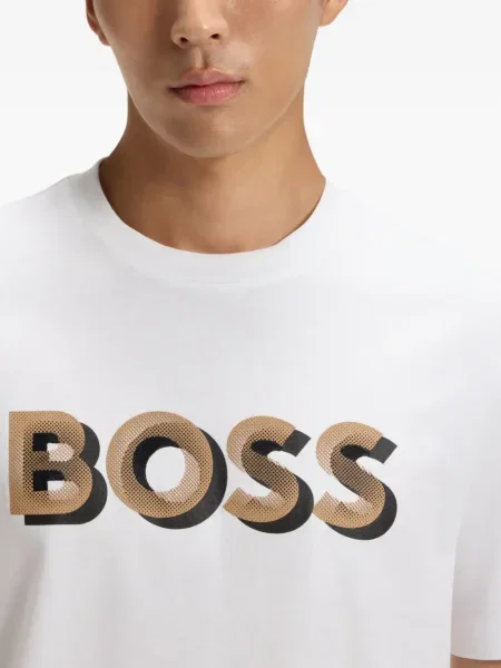 Tricou Boss cu imagine alb