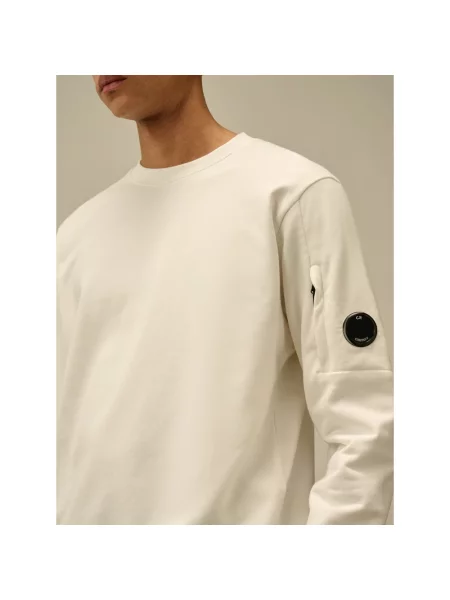 Lniana bluza polarowa C.p. Company z dekoltem w kształcie litery U casual biała