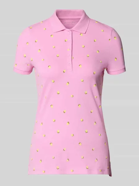 Koszulka polo w kroju regular fit z kołnierzykiem polo i zapięciem na Christian Berg Woman różowe