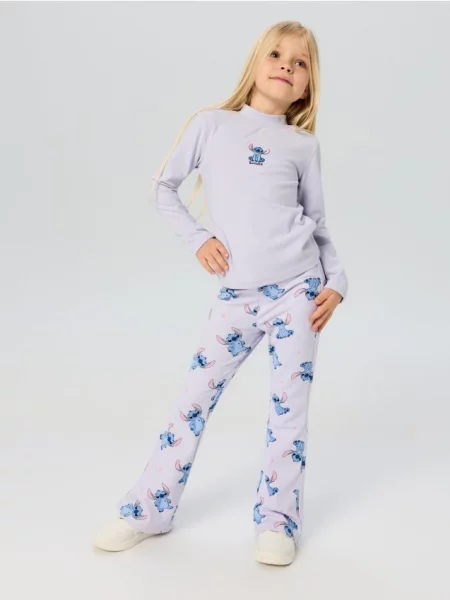 Sinsay Žebrované legíny flare Stitch levandulová