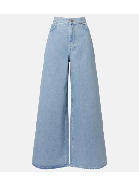 Blugi cu picior larg Max Mara cu talie înaltă albastru