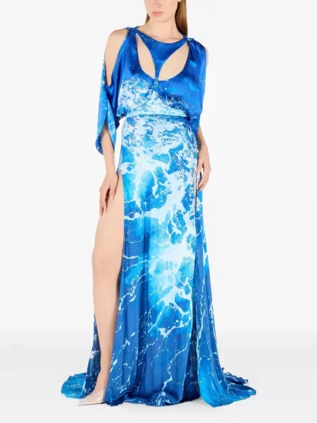 Grafic rochie Roberto Cavalli cu imagine de costum albastru