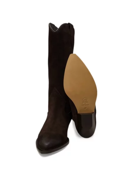 Botine Via Roma 15 din piele de căprioară maro