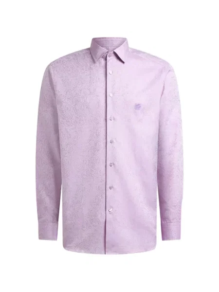 Cămașă Etro cu broderie cu model paisley din jacard violet