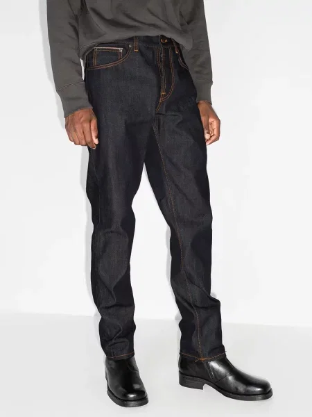 Blugi drepți Nudie Jeans albastru