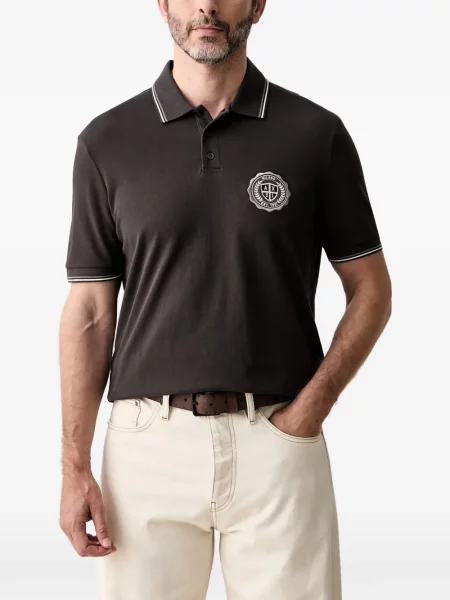 Tricou polo Armani Exchange cu autograf maro