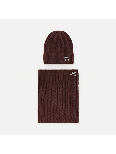 Reserved Beanie sapka és körsál szett sötétbarna